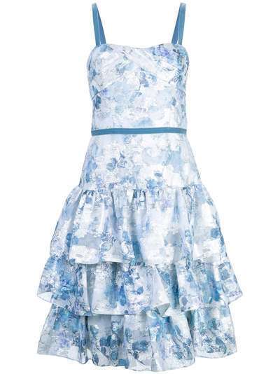 Marchesa Notte расклешенное платье с цветочным принтом