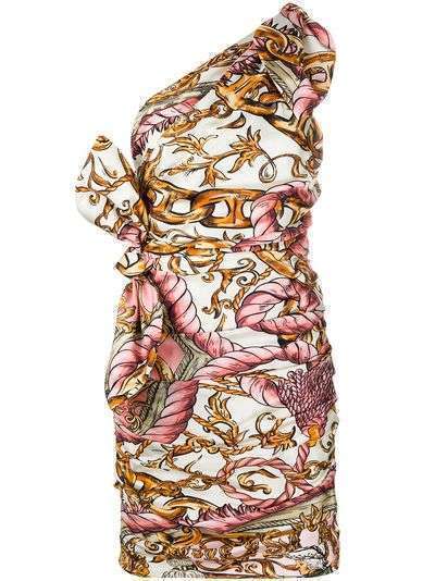 Moschino платье мини с принтом Fantasy и сборками