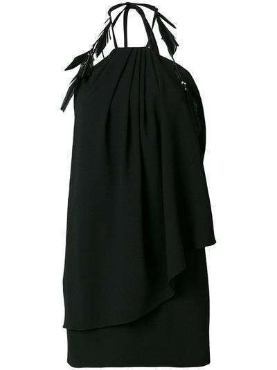 Saint Laurent драпированное мини-платье с вырезом-халтер