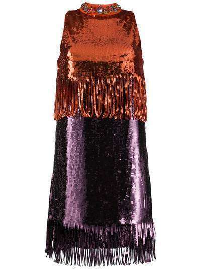 Pinko платье в стиле колор-блок с пайетками