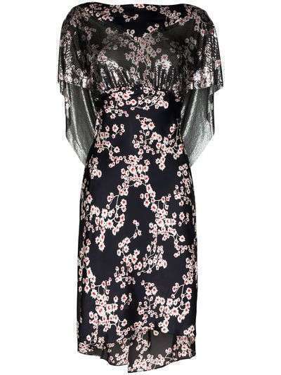 Paco Rabanne многослойное платье миди с цветочным принтом
