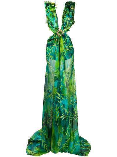 Versace длинное платье с принтом