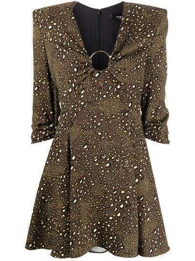 Versace расклешенное платье мини с леопардовым принтом