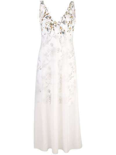 Off-White многослойное платье с цветочным дизайном