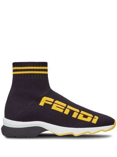 Fendi кроссовки-носки с логотипом