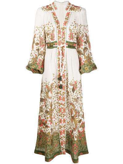 Zimmermann платье с пышными рукавами и цветочным принтом