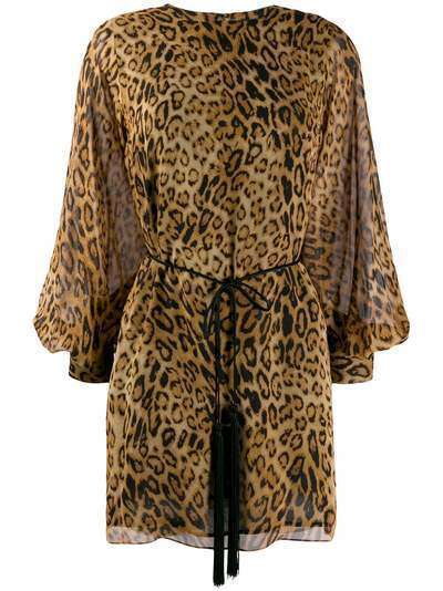 Nili Lotan платье с леопардовым принтом и поясом