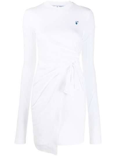 Off-White платье с запахом с вышитым логотипом