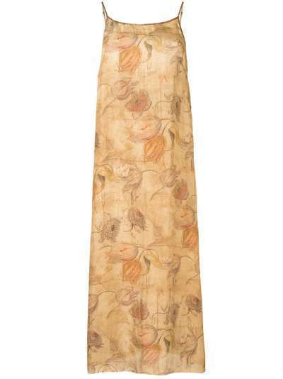 Uma Wang платье-комбинация с цветочным принтом