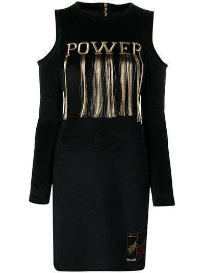 Roberto Cavalli платье с вышивкой Power