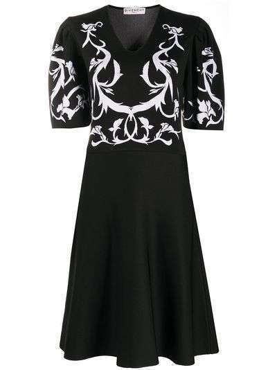 Givenchy платье с цветочным принтом и V-образным вырезом