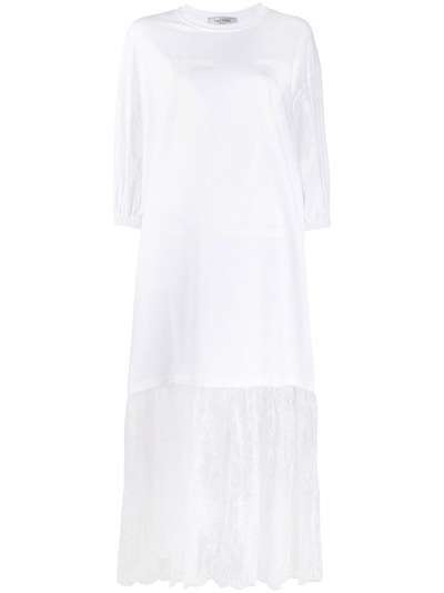 Valentino платье-футболка миди с кружевом