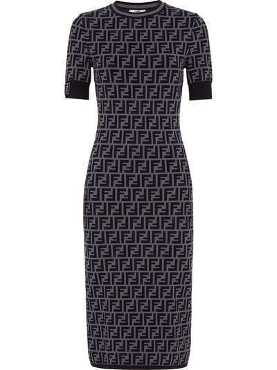 Fendi приталенное платье с логотипом FF