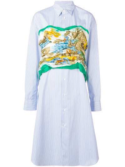 Junya Watanabe платье-рубашка в полоску с принтом