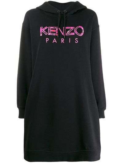 Kenzo платье-толстовка с капюшоном и вышитым логотипом