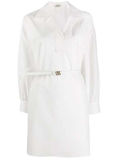 Fendi платье-рубашка асимметричного кроя с поясом