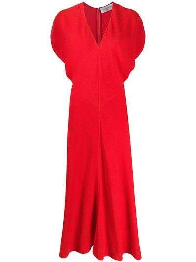 Victoria Beckham расклешенное платье миди с V-образным вырезом