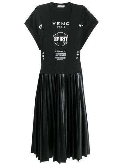 Givenchy плиссированное платье-футболка с принтом