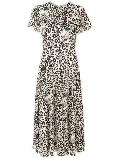 RedValentino платье с оборками и леопардовым принтом