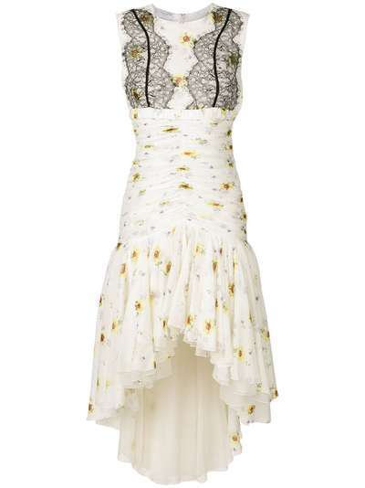 Giambattista Valli платье с цветочным рисунком и контрастным кружевом
