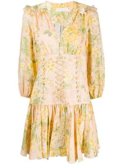 Zimmermann платье мини с цветочным принтом