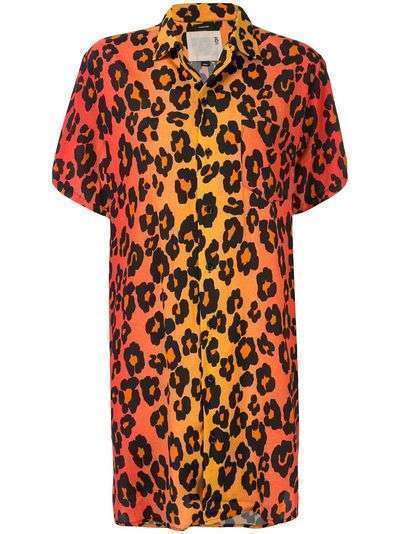 R13 платье-рубашка с леопардовым принтом