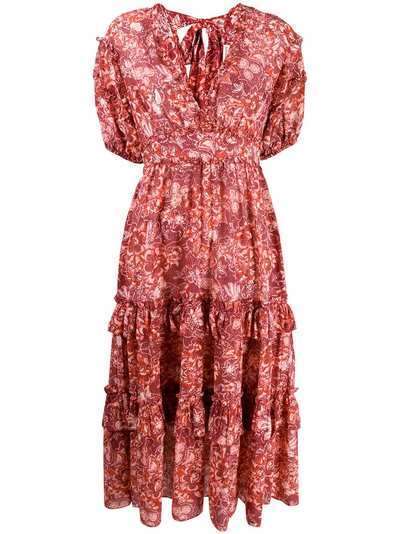 Ulla Johnson расклешенное платье с цветочным принтом