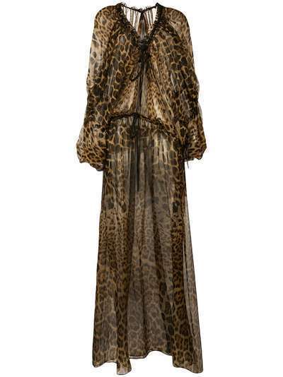 Saint Laurent платье макси с леопардовым принтом