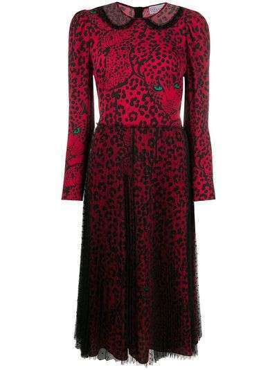 RedValentino платье миди с леопардовым принтом