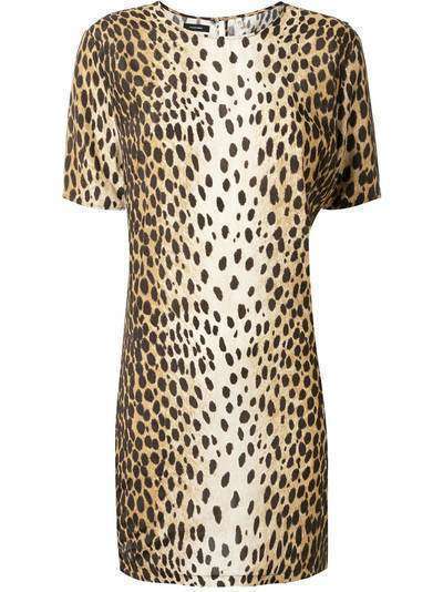 R13 платье-трапеция с леопардовым принтом