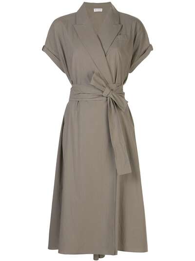 Brunello Cucinelli платье-рубашка с запахом и заостренными лацканами