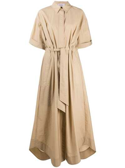 Brunello Cucinelli платье-рубашка длины макси с поясом