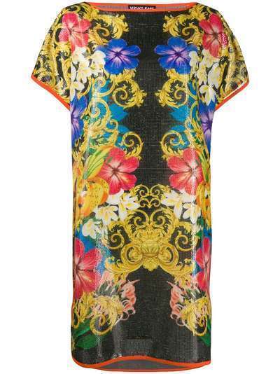 Versace Jeans Couture платье-футболка с цветочным принтом и узором Barocco