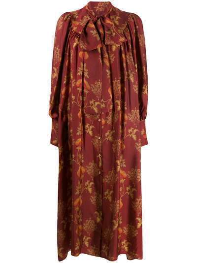 Uma Wang платье с завязками на воротнике и цветочным принтом