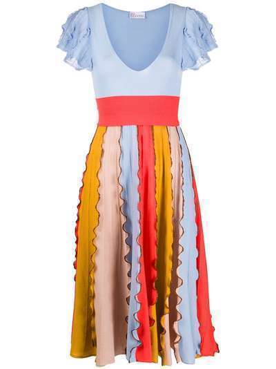 RedValentino платье в стиле колор-блок с оборками