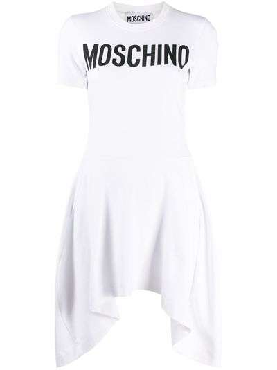 Moschino плиссированное платье с логотипом