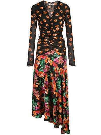 DVF Diane von Furstenberg платье асимметричного кроя с цветочным принтом