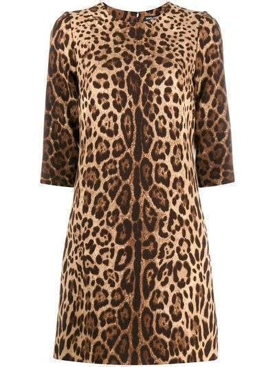 Dolce & Gabbana короткое платье-трапеция с леопардовым принтом
