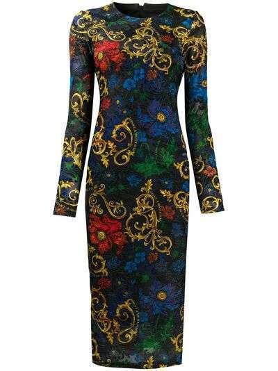 Versace Jeans Couture приталенное платье миди с цветочным принтом