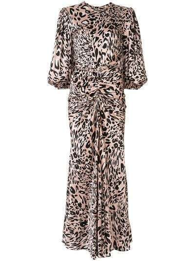 Alexandre Vauthier платье со сборками и леопардовым принтом