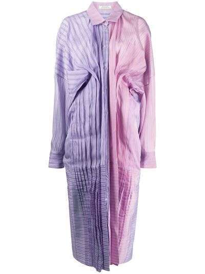 Nina Ricci плиссированное платье-рубашка в стиле колор-блок