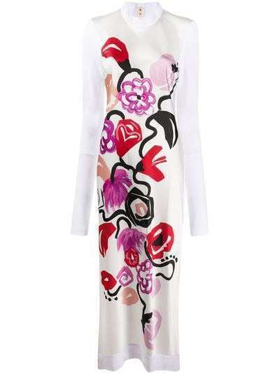 Marni длинное платье с цветочным принтом