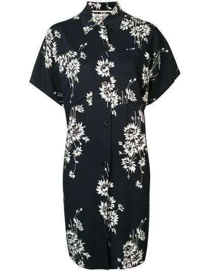 McQ Swallow платье-рубашка в стиле оверсайз с цветочным принтом