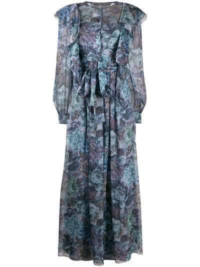 Alberta Ferretti платье макси с оборками и цветочным принтом