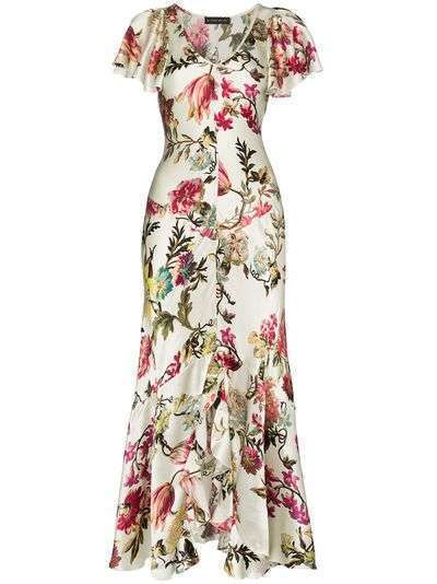 Etro платье с цветочным принтом и оборками