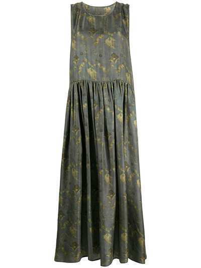 Uma Wang расклешенное платье с цветочным принтом