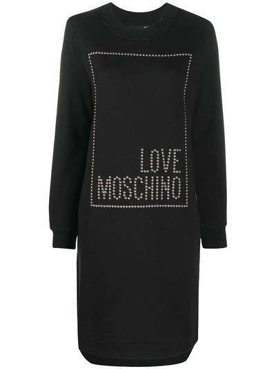 Love Moschino платье-толстовка с логотипом и заклепками