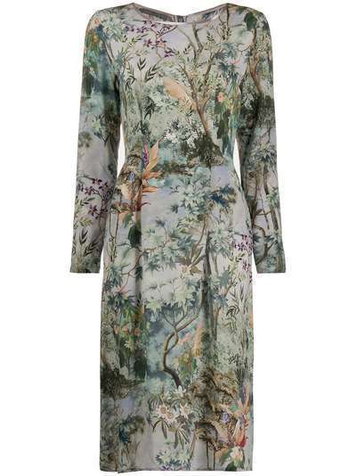 Alberta Ferretti платье с цветочным принтом и складками на талии