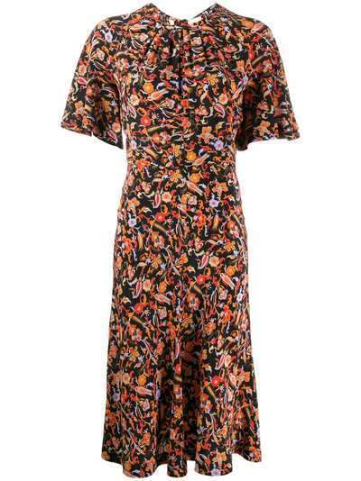 Derek Lam 10 Crosby платье миди асимметричного кроя с принтом пейсли и короткими рукавами