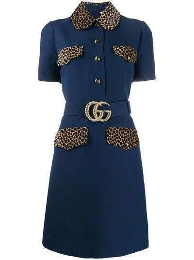 Gucci короткое платье с поясом и логотипом GG